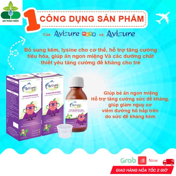 Siro Uống Avisure Muno Tăng Đề Kháng Tự Nhiên Tăng Cường Miễn Dịch Sức Khỏe Cho Bé.Chai 100ml