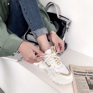 Giày thể thao sneaker pha màu độn đế