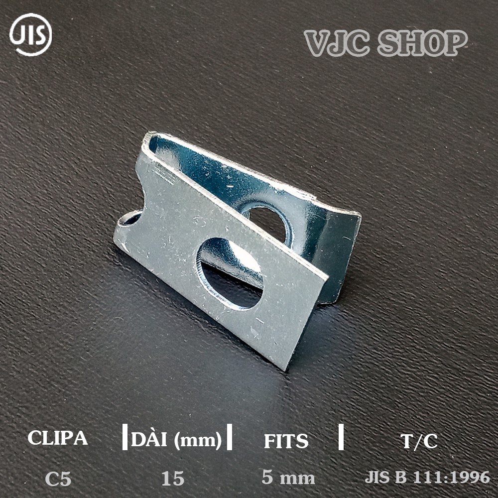 10 cái kẹp 5mm loại dài bằng thép mạ chống gỉ màu sáng trắng cho dàn áo xe máy