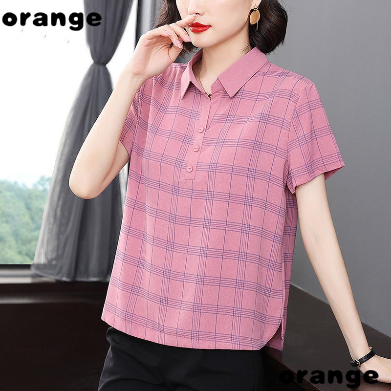 Áo Sơ Mi Chiffon Tay Ngắn Dáng Rộng Thời Trang Mùa Hè Hàng Mới 2022 Dành Cho Nữ Trung Niên