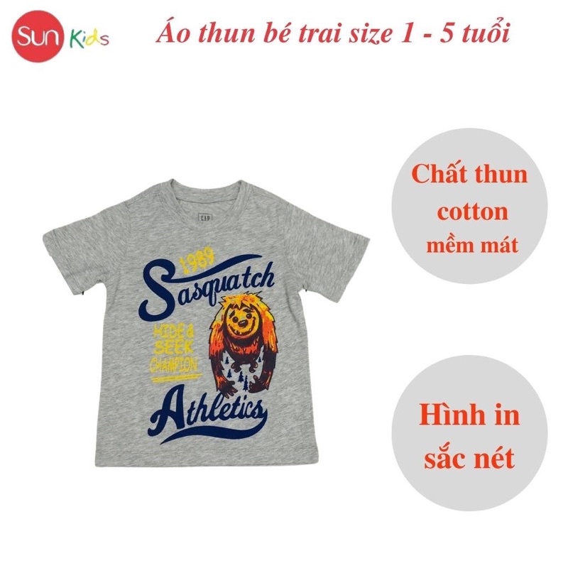 Áo thun bé trai, áo phông cho bé trai chất cotton nhiều màu, size 1-5 tuổi - SUNKIDS1