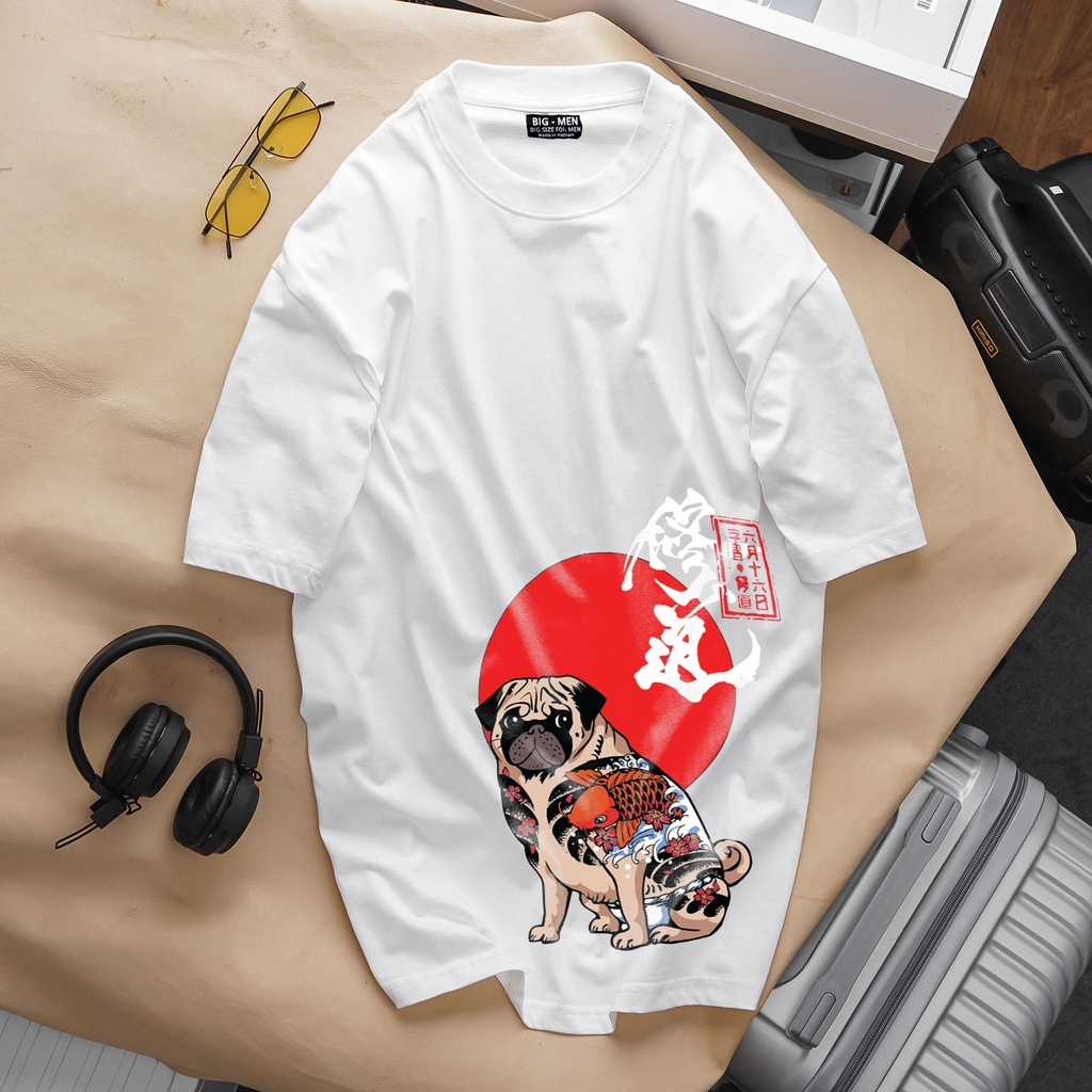 Big size- Áo thun unisex thời trang in hình chó xăm mình siêu hot 50-140kg