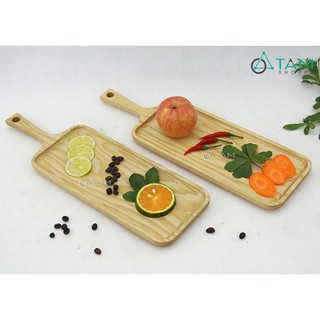 [GỖ DÀY ĐẸP] Khay gỗ chữ nhật đựng đồ ăn có tay cầm số 27