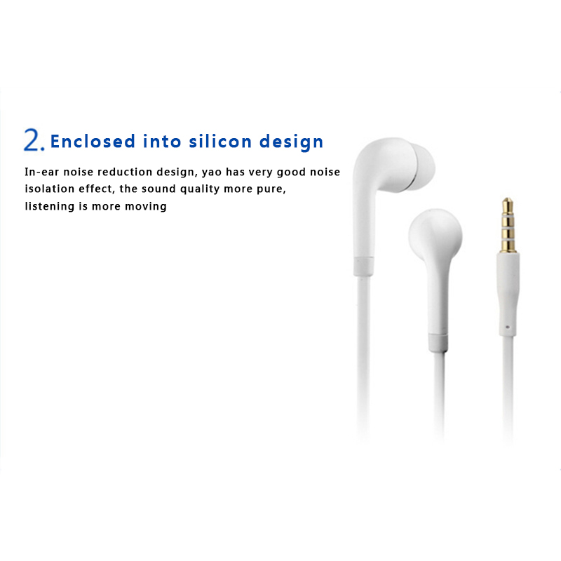 【YUKV】White Color Earphone With Microphone Control Wired