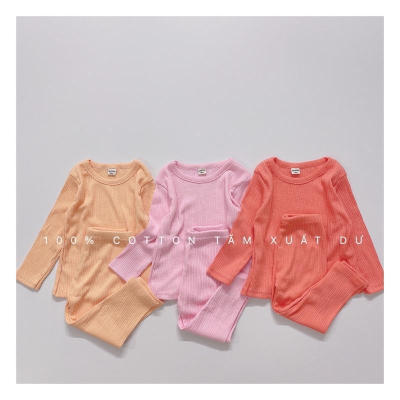 SET 3 BỘ TĂM TRƠN DÀI TAY UNISEX CHO BÉ