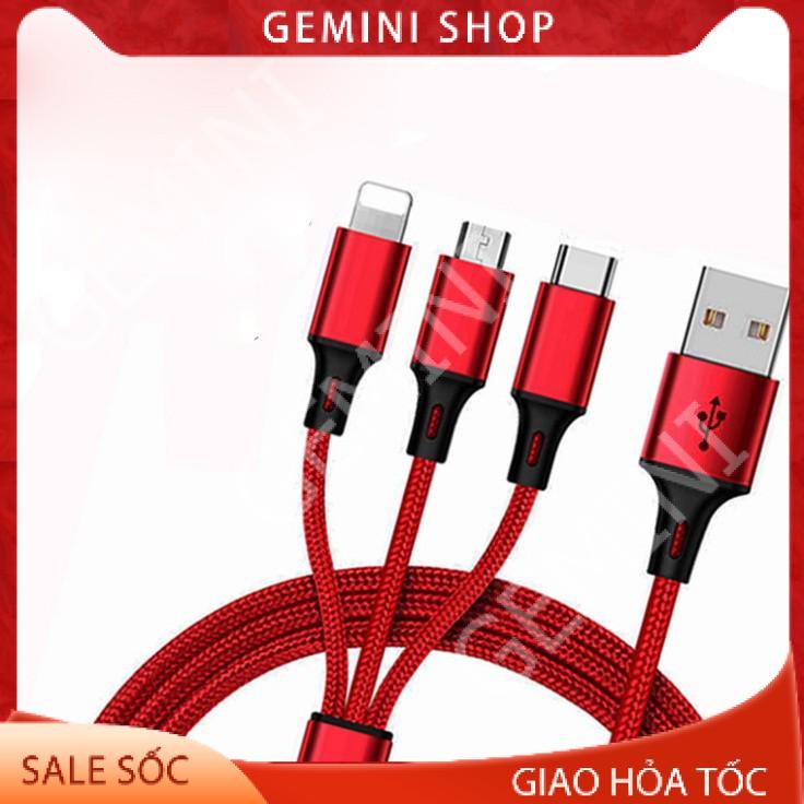 (Giá sỉ) Dây sạc điện thoại đa năng 3 đầu Lightning – Type C – Micro USB mẫu 2