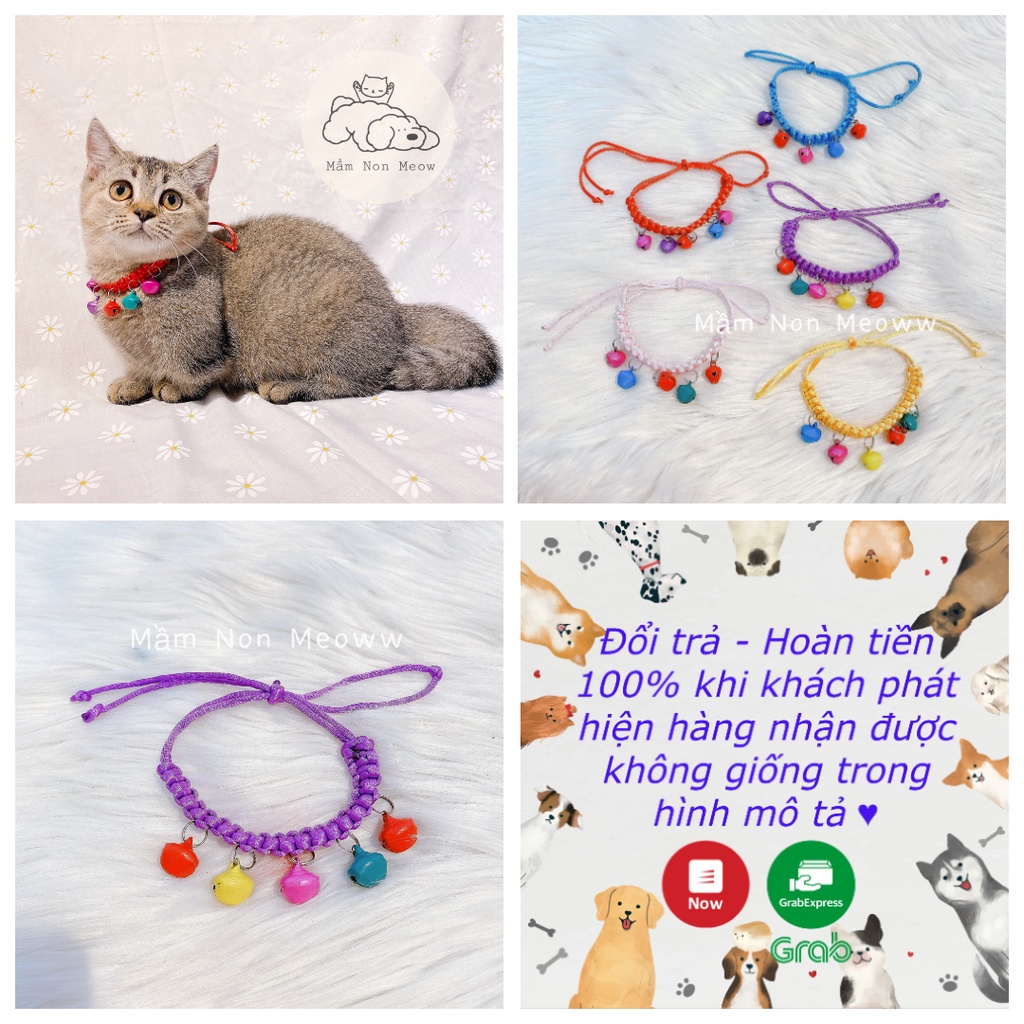[Thời trang thú cưng] Vòng Cổ 5 Chuông Đan Tay Nhiều Màu Cho Thú Cưng - Hàng Độc Lạ Giá Rẻ Vô Địch