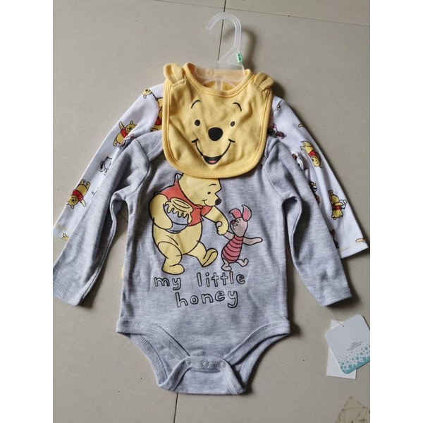 Sét 2 body chip dài tay kèm yếm gấu Pooh