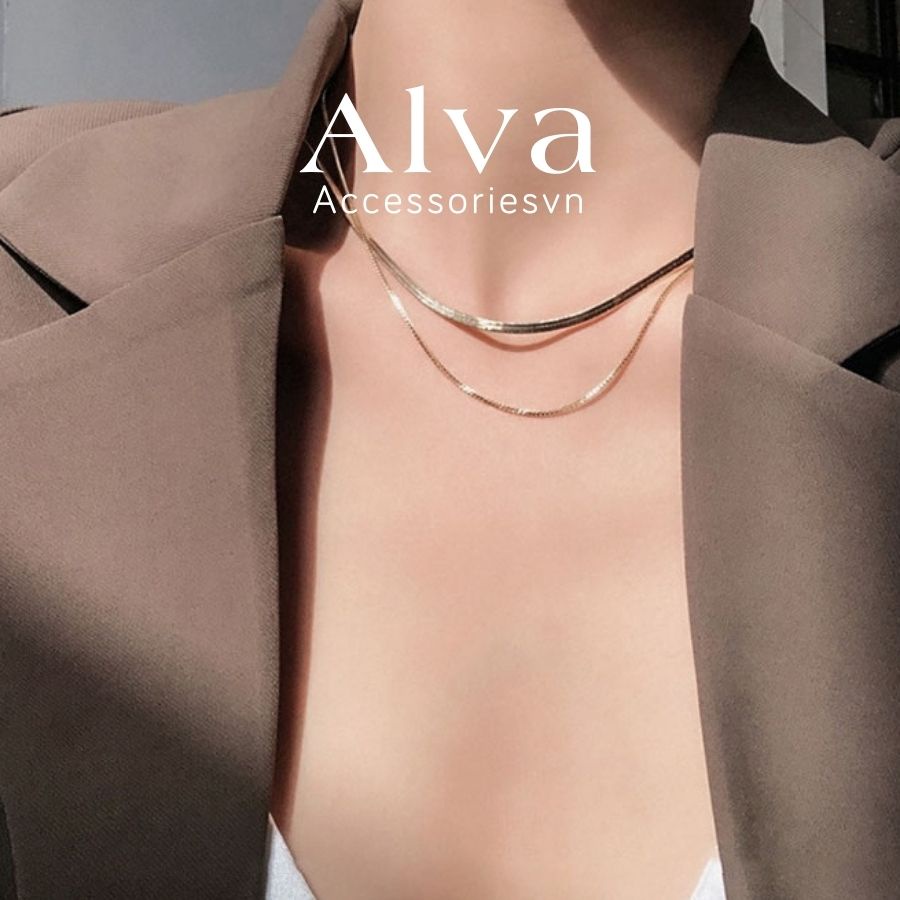 Dây Chuyền Nữ, Vòng Cổ Nữ Titan 2 Lớp Cao Cấp Alva Accessories DC7 Farah Phụ Kiện Trang Sức Đẹp