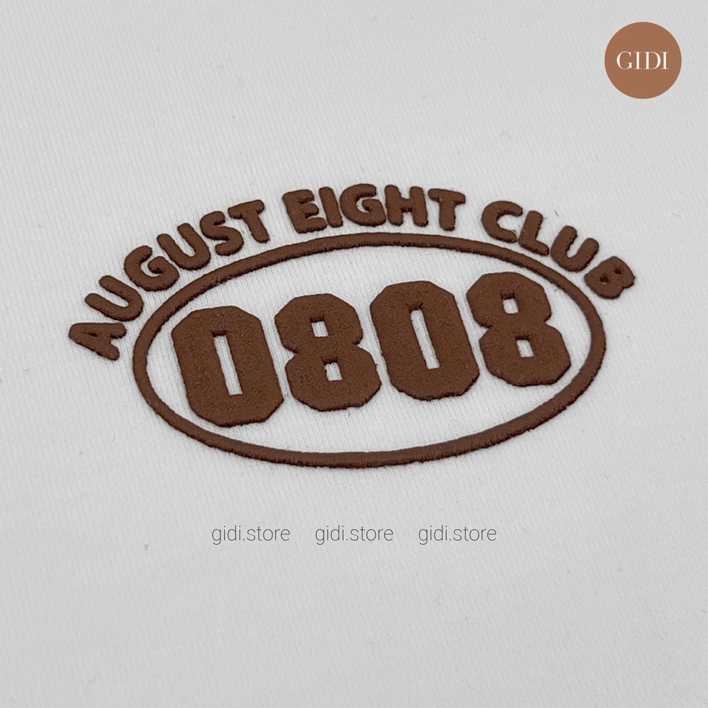 Áo phông GIDI 0808 EIGHT Nam Nữ Unisex chạy viền phối - áo thun tay lỡ in chữ nổi form rộng OVERSIZE co giãn thoáng GIDI
