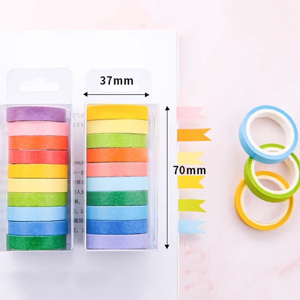 Hộp 10 Cuộn Băng Keo Màu Sắc Cầu Vồng Phong Cách Nhật Bản