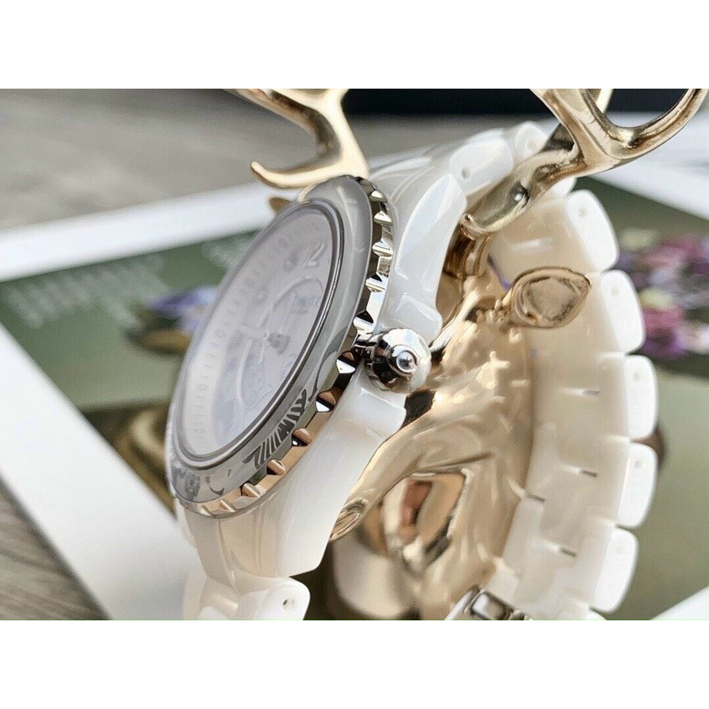 Đồng Hồ Nữ Coach Dây Đá Ceramic Trắng Nền Hoa Văn Nổi 32mm