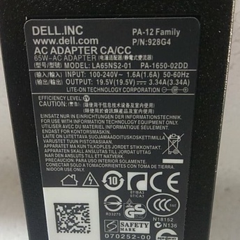 Sạc laptop Dell 19.5V 3,34A (65W) loại chân kim to - Dell zin