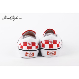Giày Slip On Caro Đỏ Trắng - VASLO-DOTRLOGO