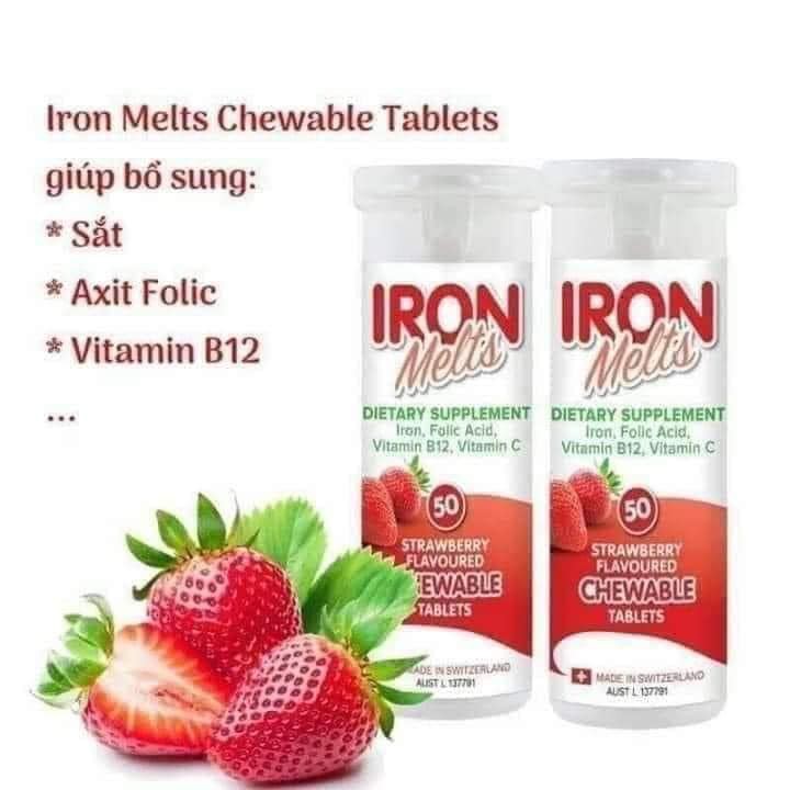 VIÊN SẮT NGẬM BỔ MÁU IRON MELTS VỊ DÂU