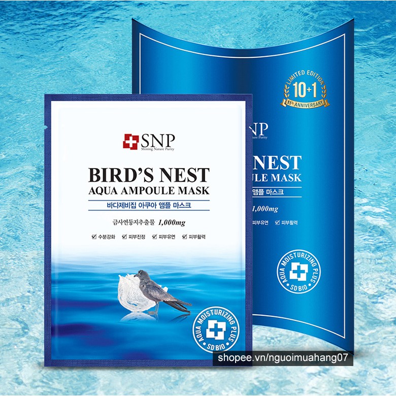 Mặt Nạ Dưỡng Ẩm Tinh Chất Tổ Yến Cao Cấp SNP Bird's Nest Aqua Ampoul Mask