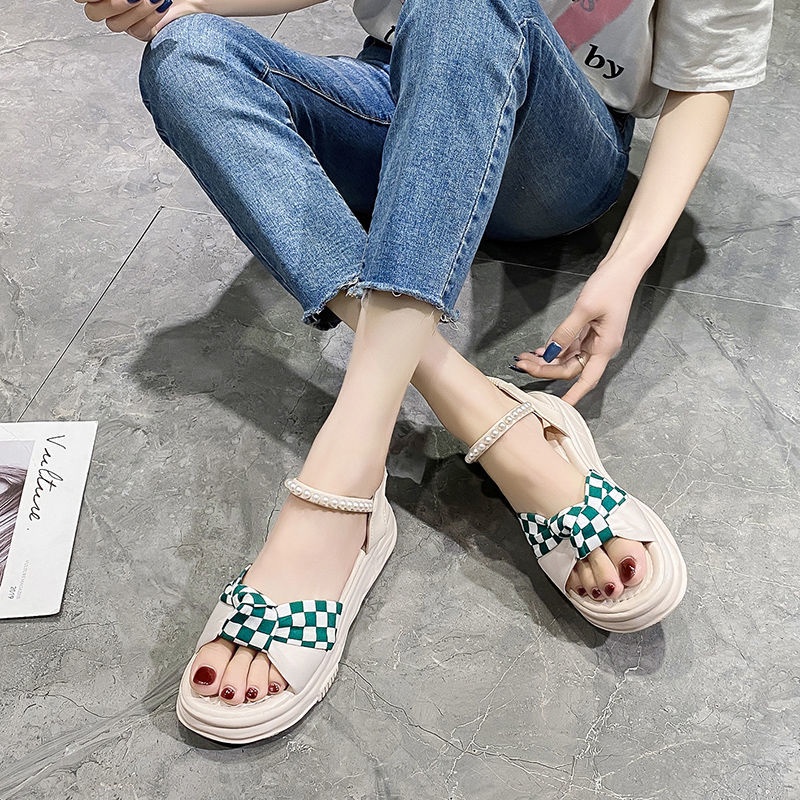 Giày Sandal Đế Xuồng Dày Dặn Tăng Chiều Cao Thoải Mái Phong Cách Roman Thời Trang Cho Nữ