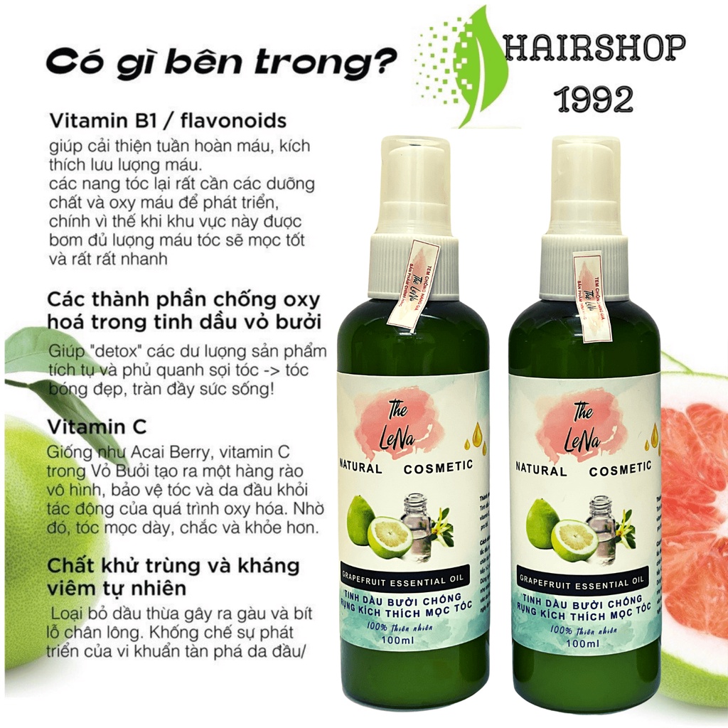 Tinh Dầu Bưởi Mọc Tóc Lena 100ml Xịt Bưởi Chống Rụng Tóc Kích Mọc Tóc