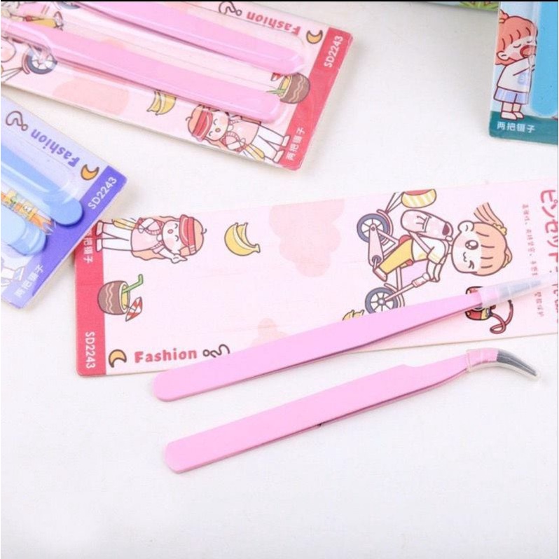 Bộ 2 chiếc nhíp làm đồ thủ công, gắp sticker, gắp mi giả