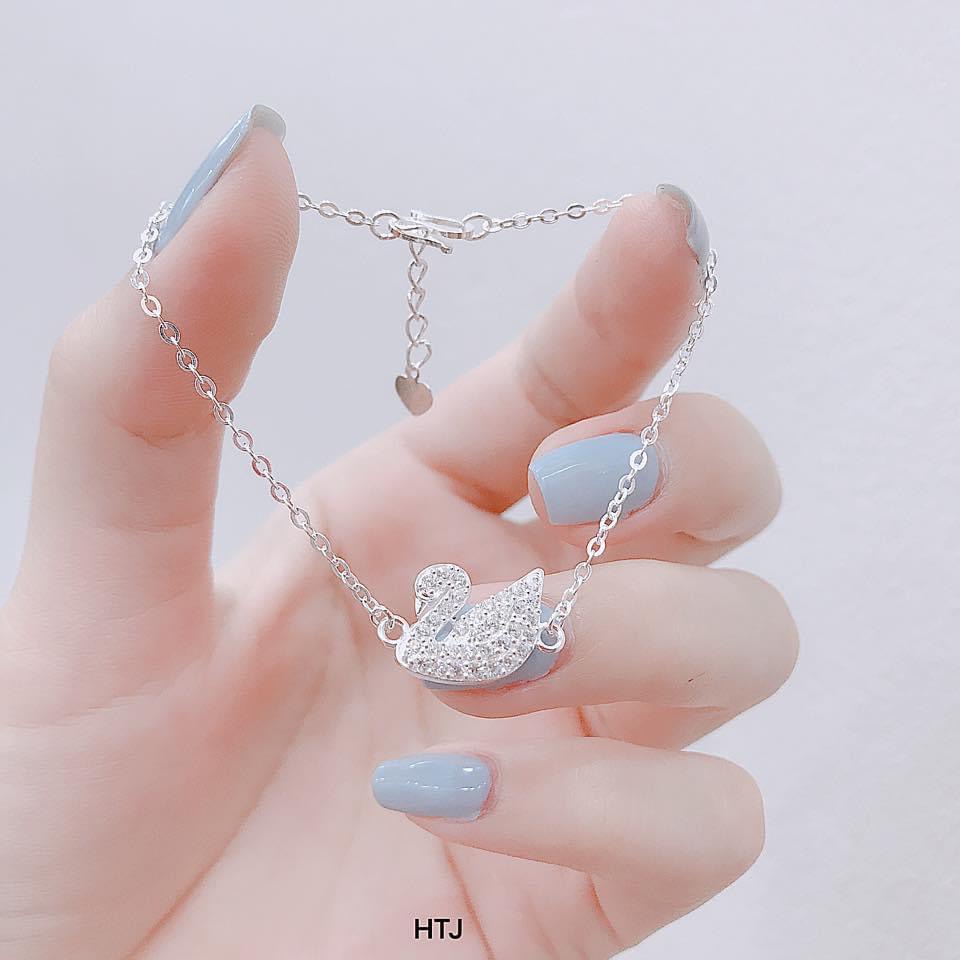 Lắc tay nữ bạc thật mẫu thiên nga trắng nổi bật cực đẹp - Kho sỉ bạc Nhất Linh