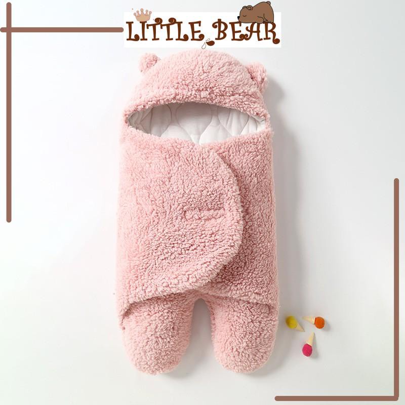Chăn ủ lông cừu liên thân trần bông cho bé mùa đông cao cấp - Little Bear