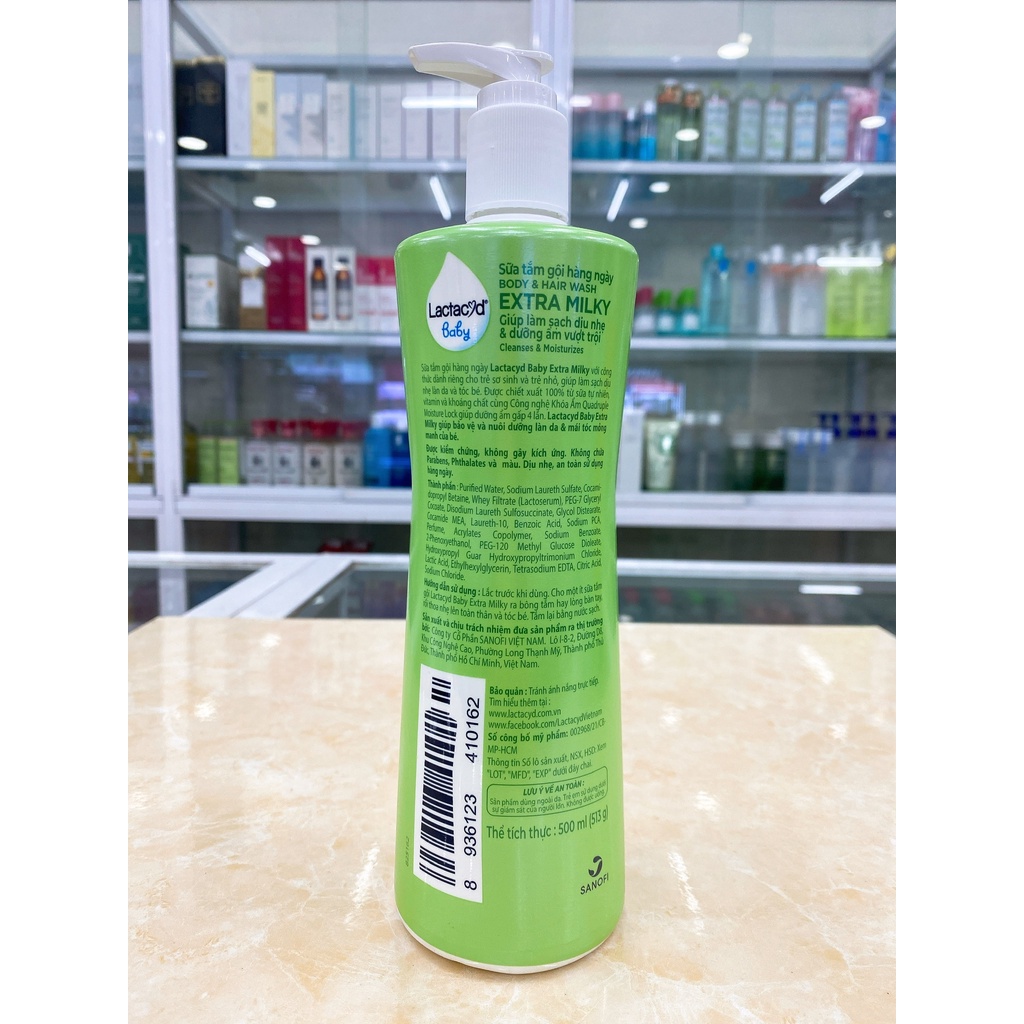 (500ml) Sữa Tắm Gội Trẻ Em Lactacyd Milky Mẫu Mới 2022
