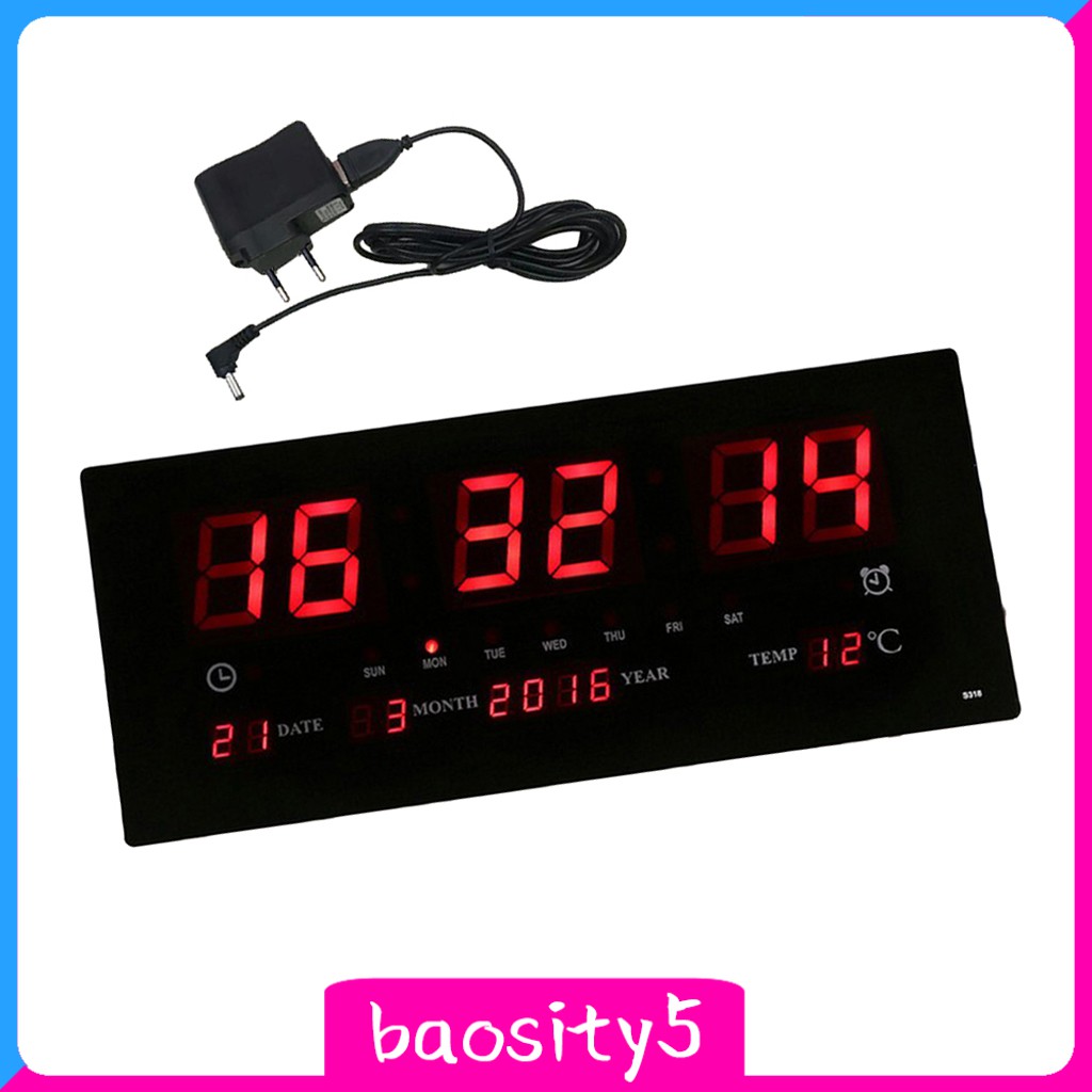 Đồng hồ LED điện tử hiển thị nhiệt độ/ngày/giờ độc đáo treo tường