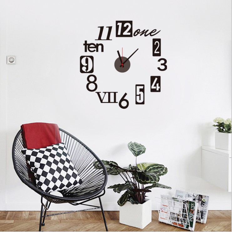Đồng hồ dán tường kèm decal trang trí nhà cửa đẹp, sáng tạo AmyShop