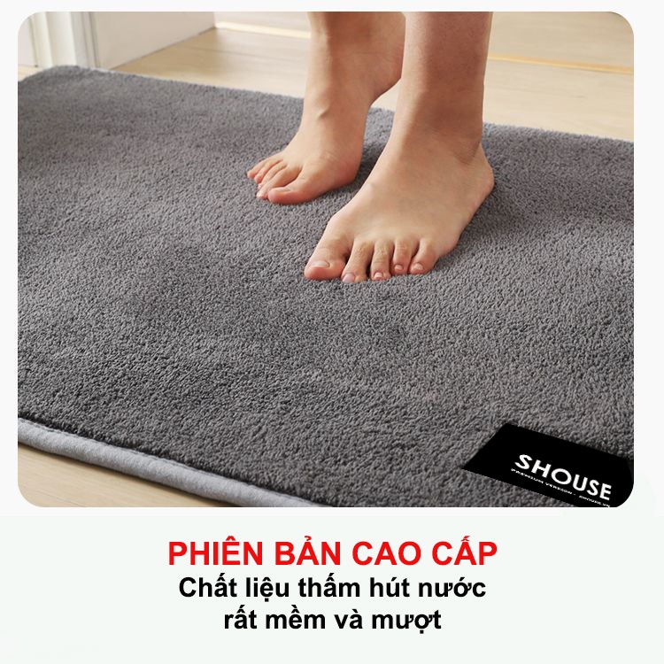 Thảm Lau Chân Chùi Chân KRS01 Shouse 3D nhà tắm nhà bếp chống trượt cao cấp khách sạn siêu thấm hút nước đế cao su