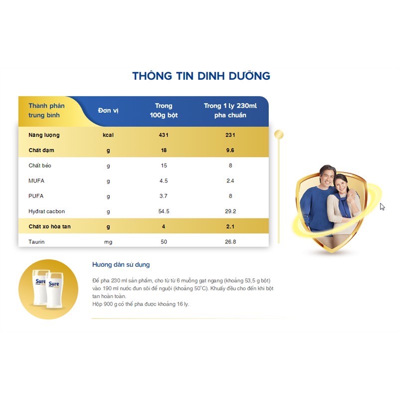 [22-10-2024] Sữa Dinh Dưỡng Vinamilk Sure Prevent Lon 900g