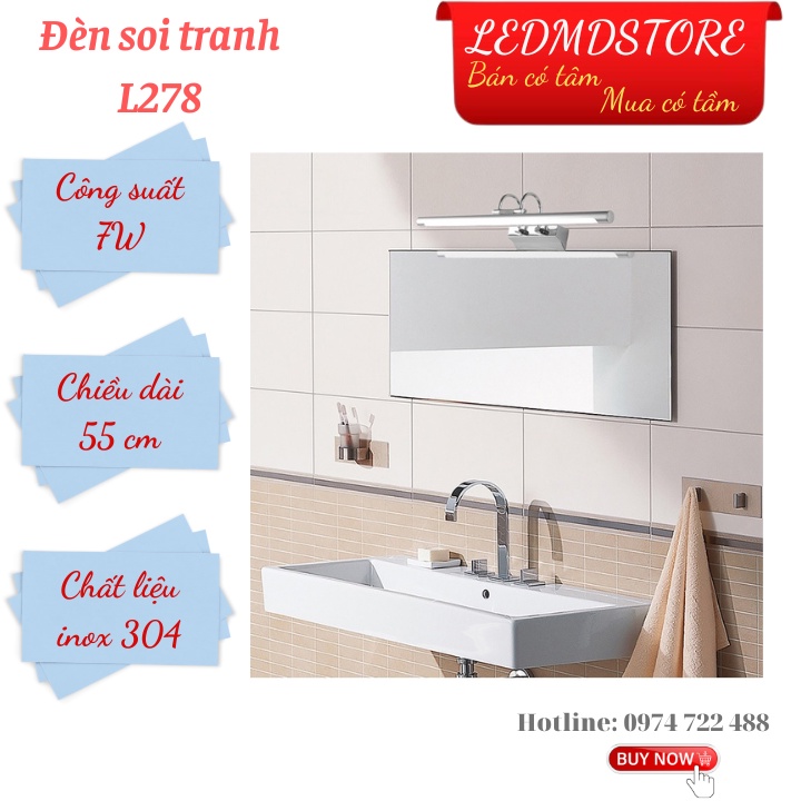 Đèn soi tranh, soi gương L278 trang trí phòng khách, phòng ngủ, phòng tắm, chiếu rọi tập trung, bảo hành 12 tháng