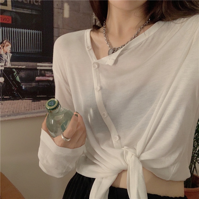 Áo Thun Cotton Tinh Khiết Mùa Thu Hàn Quốc Kiểu Dáng Mới
