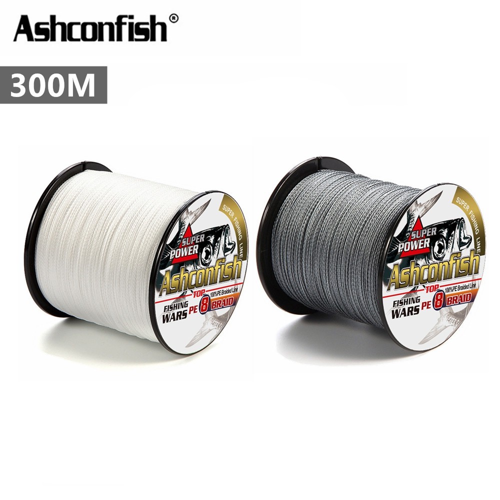 Cuộn Dây Câu Cá Ashconfish 8 Sợi 300M Bằng X8 PE Siêu Bền Siêu Chắc Đủ Size Màu Xám Trắng
