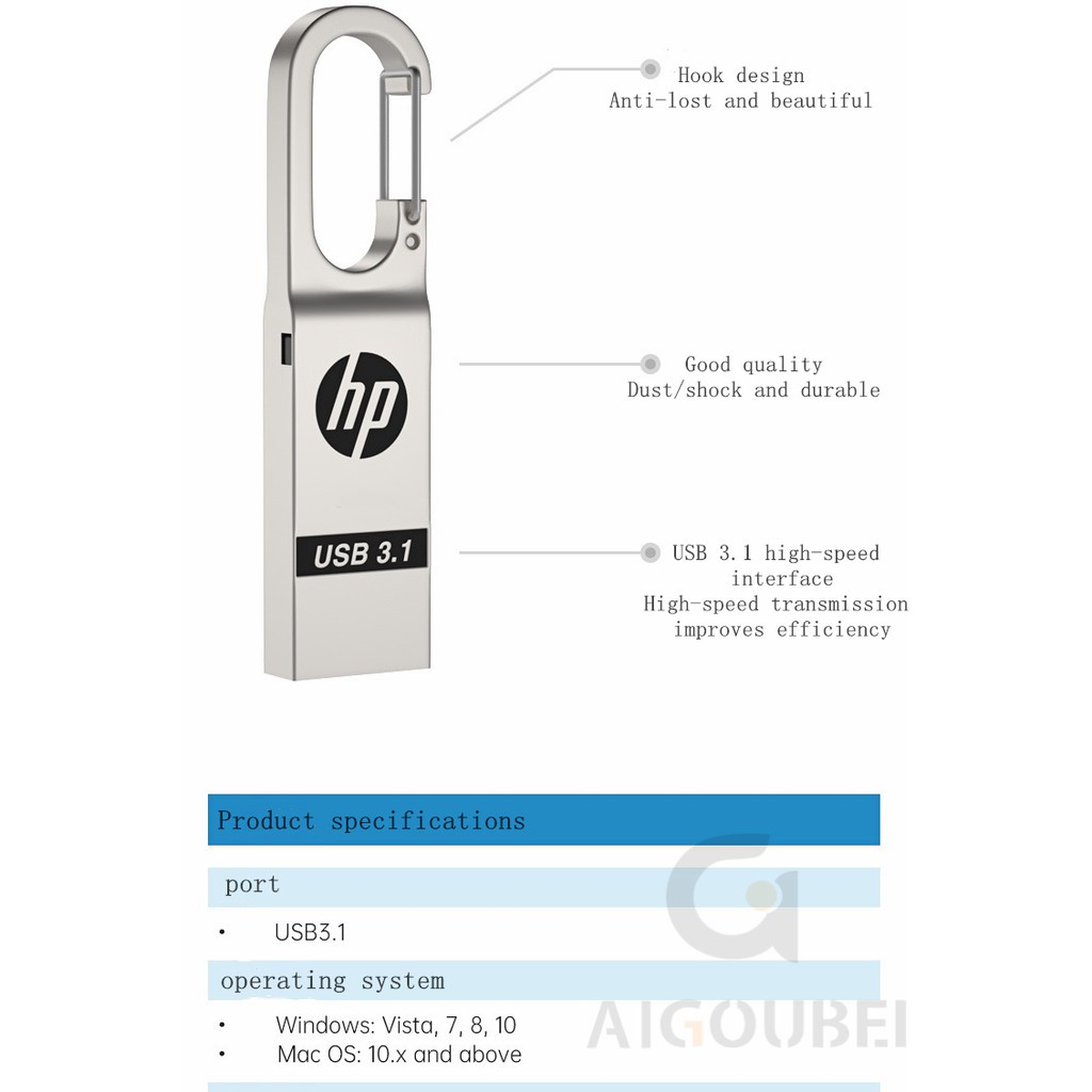 USB flash di động HP 3.1 bằng kim loại tốc độ cao thích hợp cho máy tính xách tay 128GB 64GB 32GB 16GB 8GB 4GB 2GB 1GB