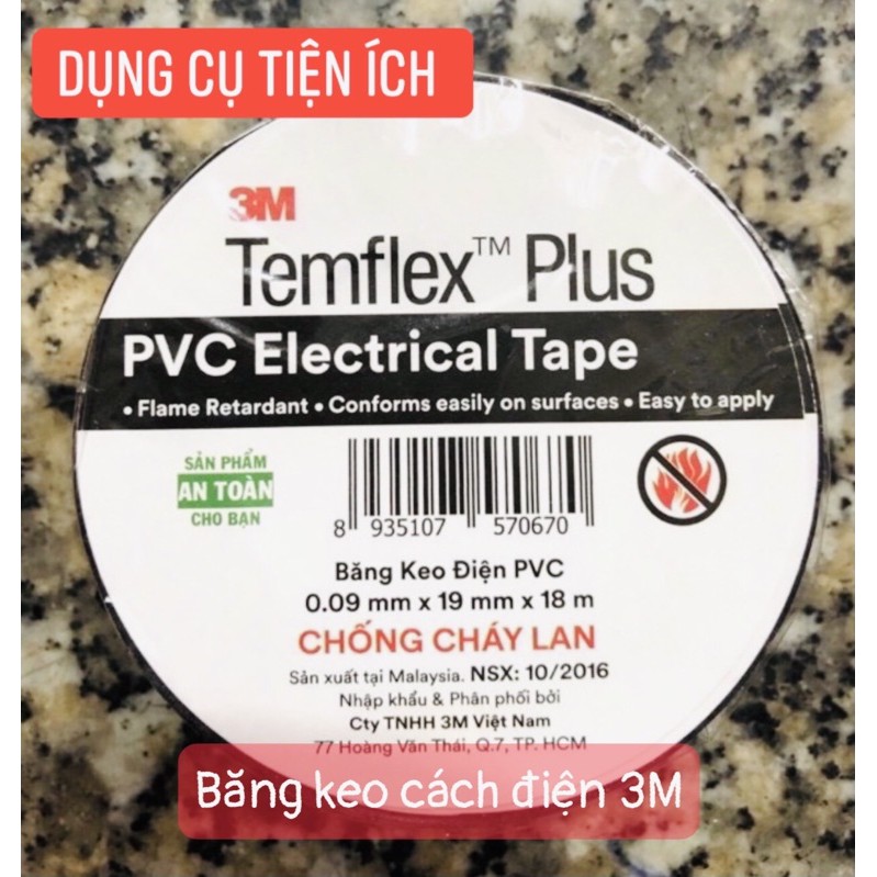 Băng Keo Cách Điện Chống Cháy PVC TEMFLEX PLUS 3M