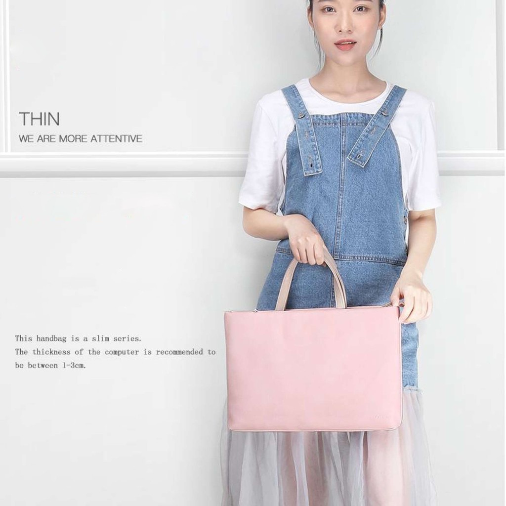 Túi da thời trang cho Laptop, Macbook 14'' màu Hồng Pastel Taikesen -Túi nữ- M378