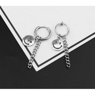 Bông tai sợi xích mặt tròn cười