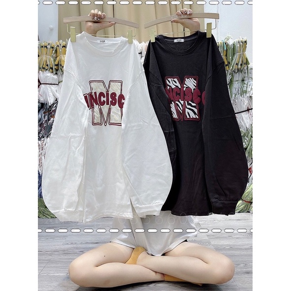 Áo Thun Nữ Dài Tay Chữ M Vải Cotton Dày Dặn Tay Phồng Và Các Mẫu Ulzzang Phong Cách Trẻ Trung Hot