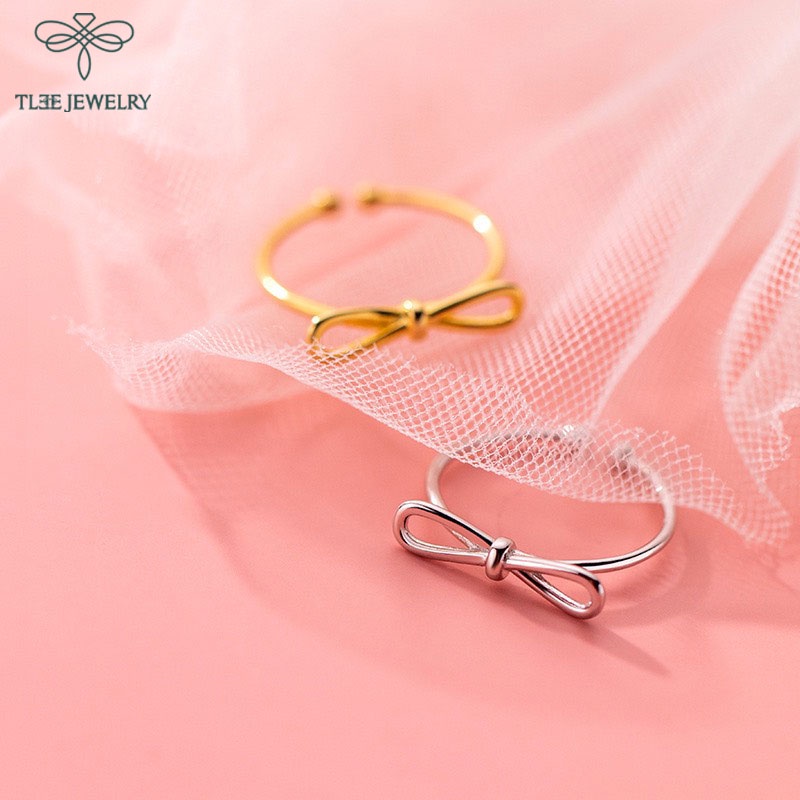 Nhẫn bạc nữ TLEE nơ thắt trơn freesize nữ tính TleeJewelry A0217