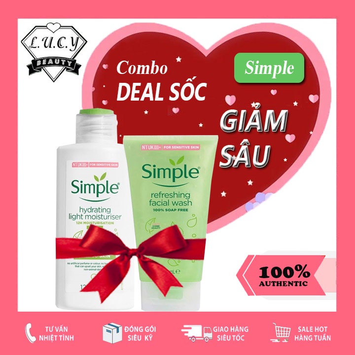 [COMBO SIMPLE] Làm Sạch, Dưỡng Ẩm Sâu Simple (SỮA RỬA MẶT 150ML + KEM DƯỠNG 125ML)