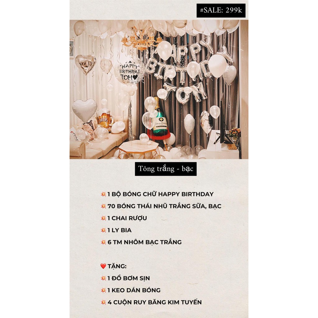 Set bóng trang trí sinh nhật Happy Birthday siêu xinh