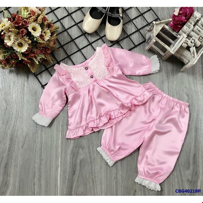 bộ dài tay lụa cho bé gái