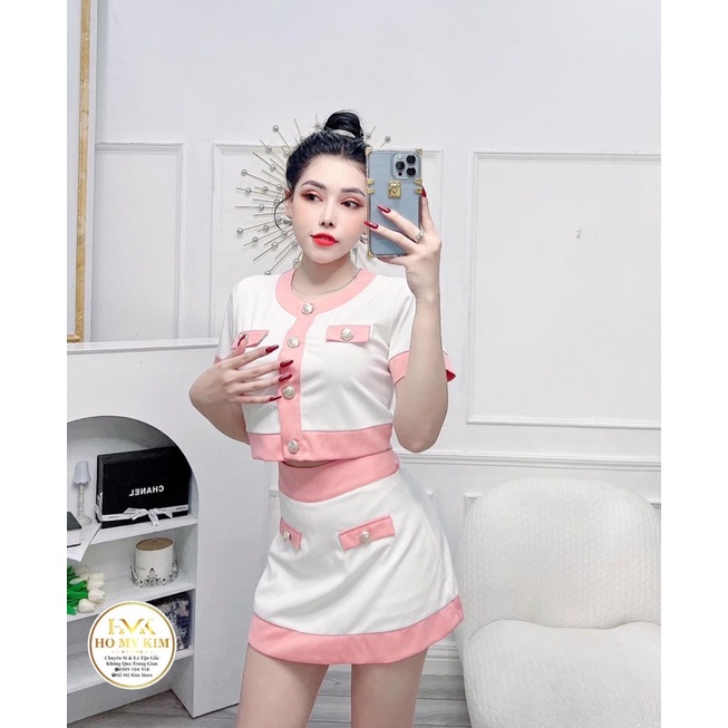 ⚡FREESHIP ⚡Set áo váy nút phối màu đi chơi, du lịch, sinh nhật