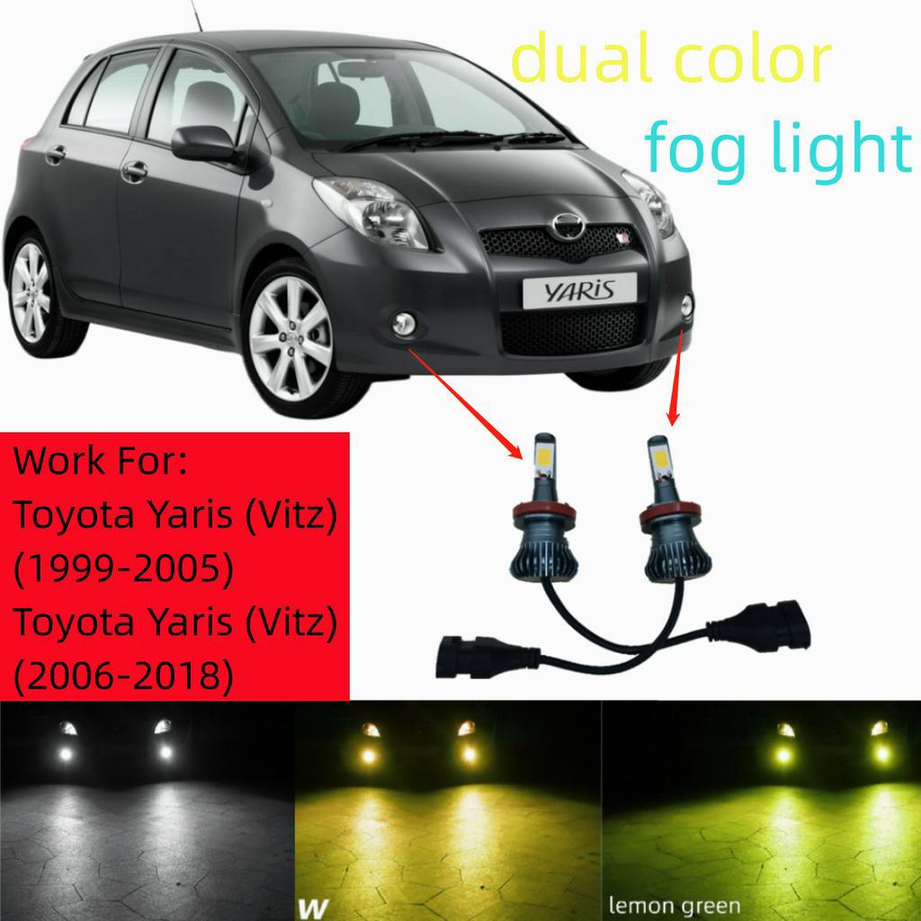Set 2 Đèn Sương Mù Hai Màu Cho Toyota Yaris Vitz 1999-2018 2005 2006 2007 2008 2009 2010 2011 2012 2013 2014 2015 H11