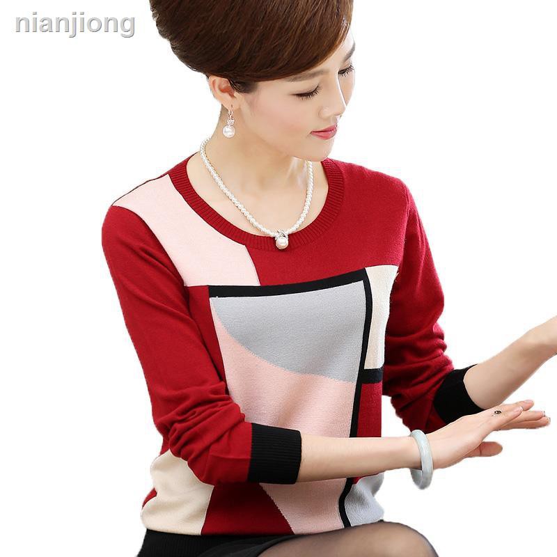 Áo Sweater Dệt Kim Tay Dài Thời Trang Mùa Thu Cho Phụ Nữ Trung Niên 30-40 - 50 Tuổi