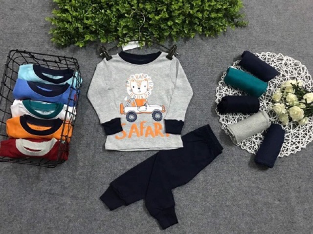Bộ dài tay cotton len bé trai 8-21 kg( hình thật )