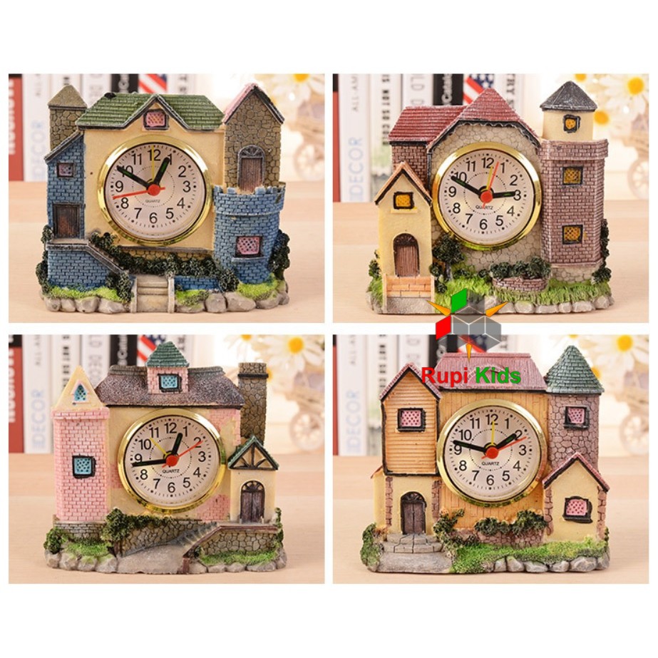 Đồng hồ báo thức - Mô hình lâu đài - Bằng sứ