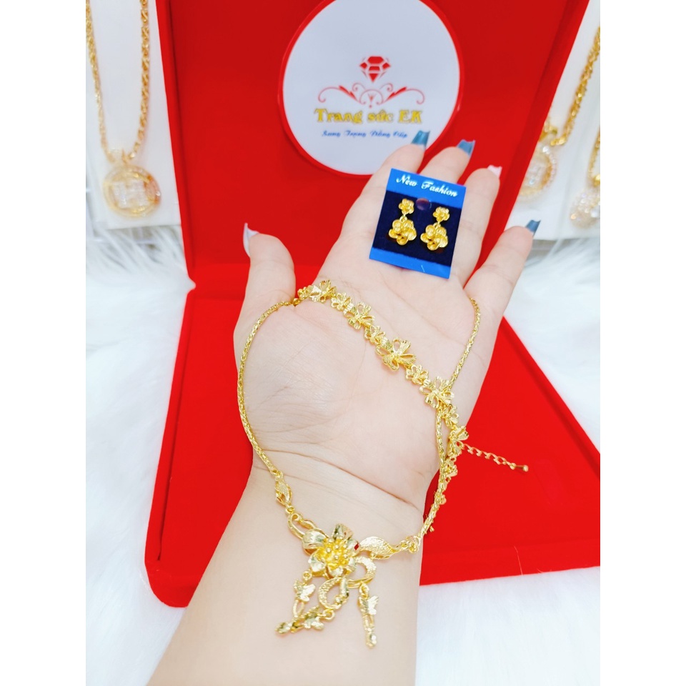 Bộ trang sức cưới 3 món chuẩn 24.k tặng kèm hộp nhung ( 6.5 chỉ )