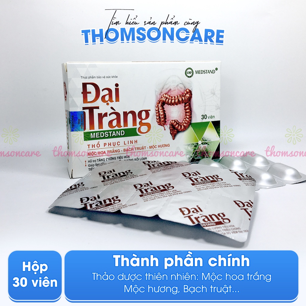 Giảm rối loạn tiêu hóa từ mộc hoa trắng và thảo dược - Đại tràng Medstand - Hộp 30 viên