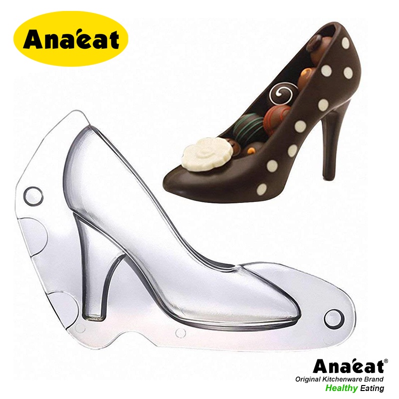Cặp Khuôn ANAEAT Thiết Kế Hình Chiếc Giày Cao Gót 3D Tạo Hình Kẹo Mềm Để Trang Trí Bánh Kem